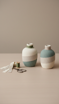 Linen-wrapped vase decor kit with natural fibers